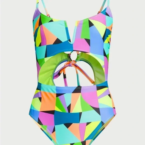 NWOT Geo Cut Out One Piece Swimsuit - Picture 4 of 8